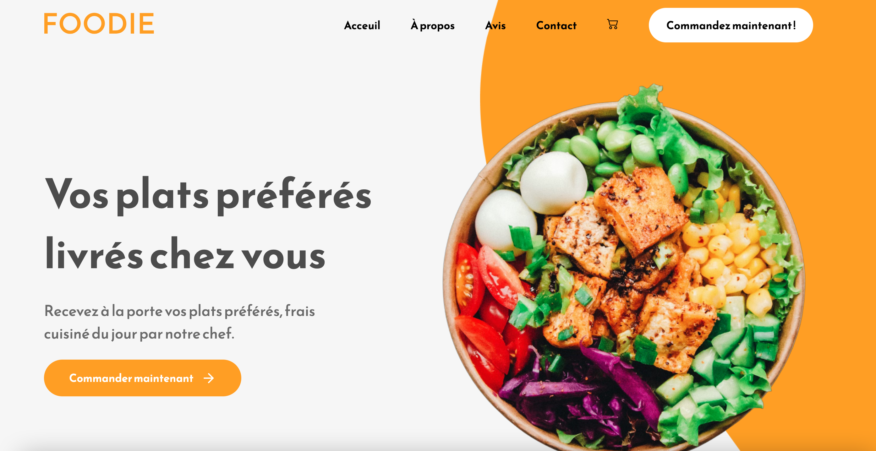 landing page d'un restaurant